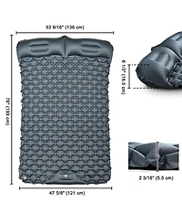 Yescom Double Sleeping Pad 2 Person Inflatable Camping Mat w/ Pillow Foot Pump Outdoor