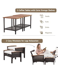 Slickblue 7 Pieces Patio Rattan Cushioned Conversation Furniture Set