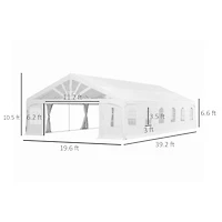 Outsunny 19.5' x 39' Heavy Duty Party Tent with 2 Doors and 20 Windows