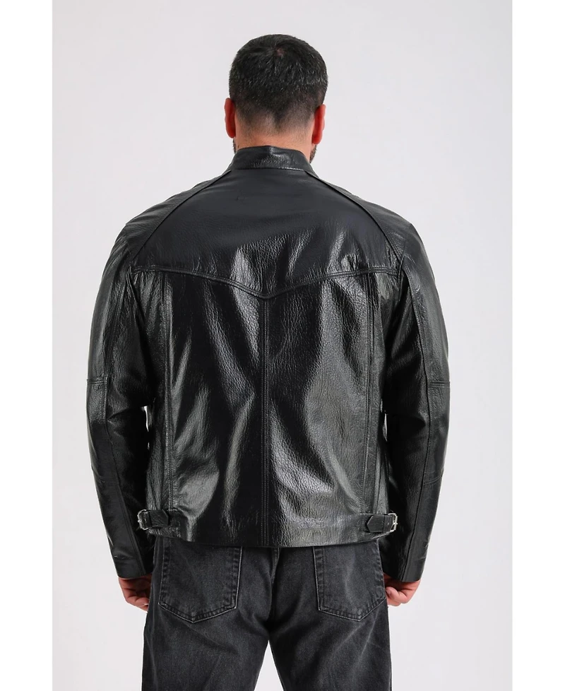 Furniq Uk Men's Leather Jacket, Black