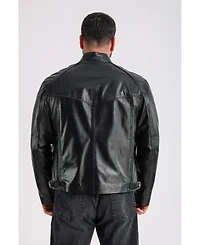 Furniq Uk Men's Leather Jacket, Black