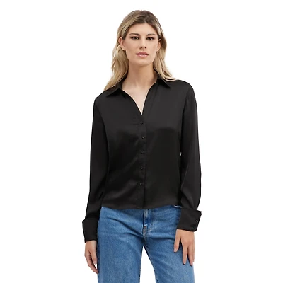 Nvlt Women's Button Front Satin Blouse