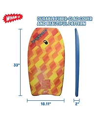 33" Fiber Clad Body Board for Beachwith Wrist Leash , Lightweight Boogie Boards with Eps Core