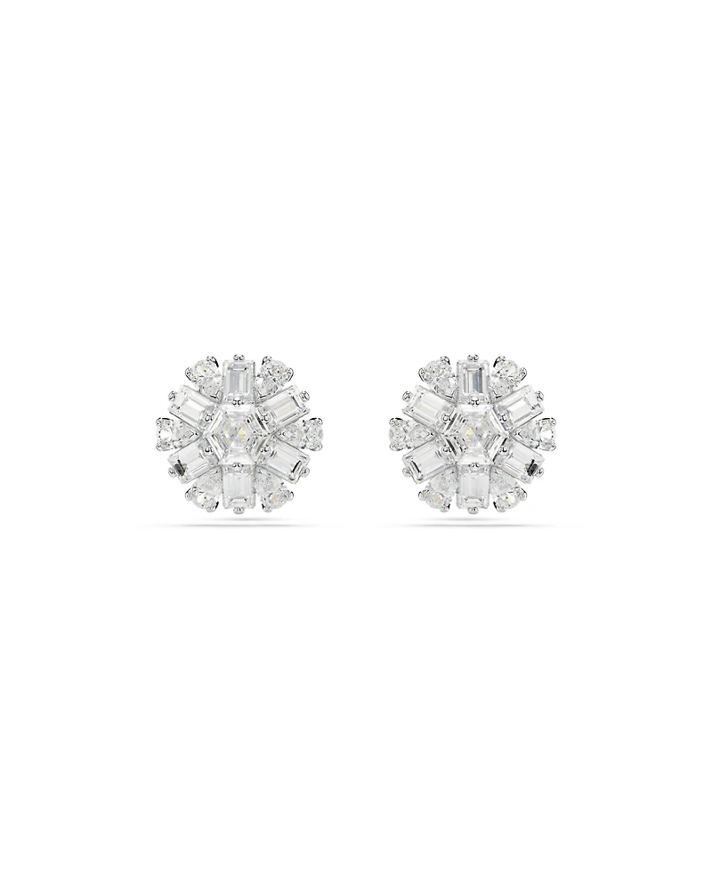 Swarovski Snowflake White Rhodium Plated Idyllia Stud Earrings