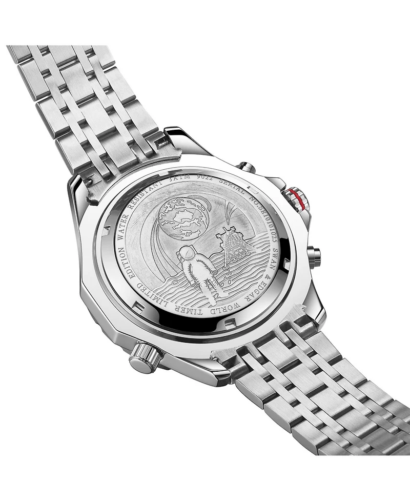 SE01000S Swan & Edgar Hand Assembled World Timer Mechanical Quartz Hybrid Orange