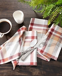Elrene Seneca Plaid Harvest Cotton Napkins 17" x 17", Set of 8