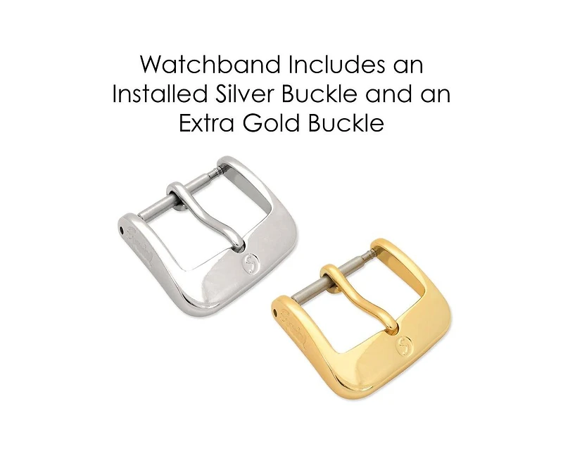 Speidel Men's Stitched Calfskin Leather Band 18mm Brown- Long