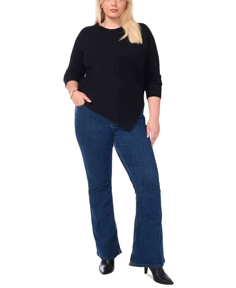 Vince Camuto Plus Asymmetric-Hem Sweater
