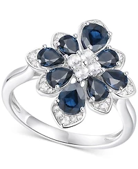 Emerald (1-3/4 ct. t.w.) & Diamond (1/4 Pear Flower Ring 14k Gold (Also Ruby Sapphire)