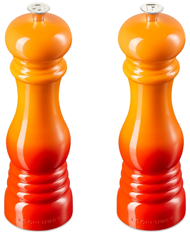 Le Creuset 8" Salt and Pepper Mill Set, Flame