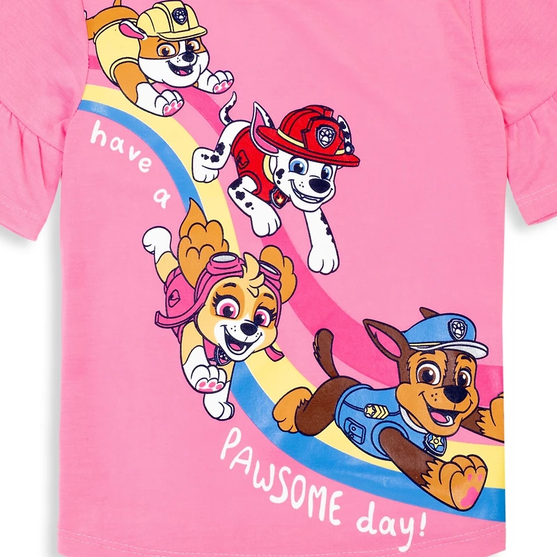 Paw Patrol Rubble Marshall Chase Girls T-Shirt and Leggings Outfit Set Toddler |Child