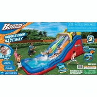 Banzai Double Drop Raceway 2 Lane Inflatable Outdoor Water Slide & Climbing Wall