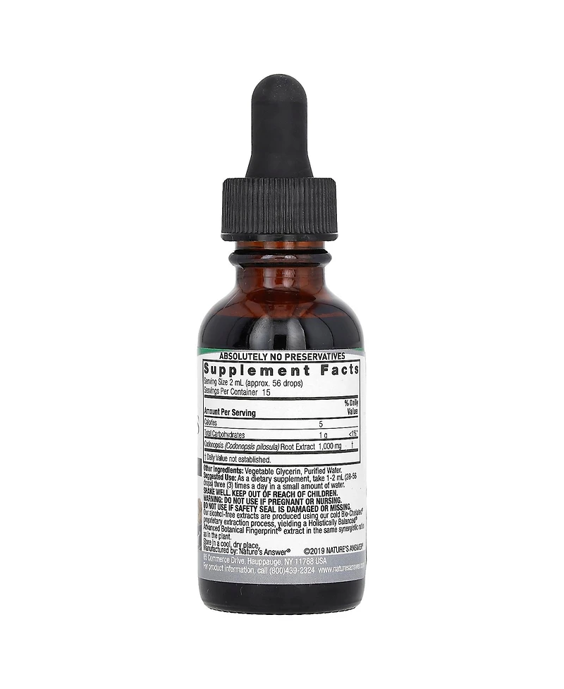 Nature's Answer Codonopsis Extract Alcohol-Free 1 000 mg