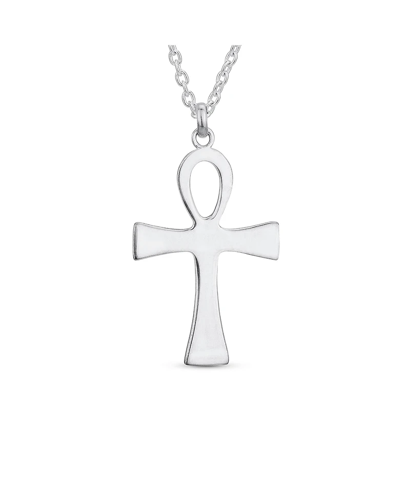 Bling Jewelry Large Religious Egyptian Hieroglyphs Key To Life Egyptian Ankh Cross Pendant Necklace Sterling Silver