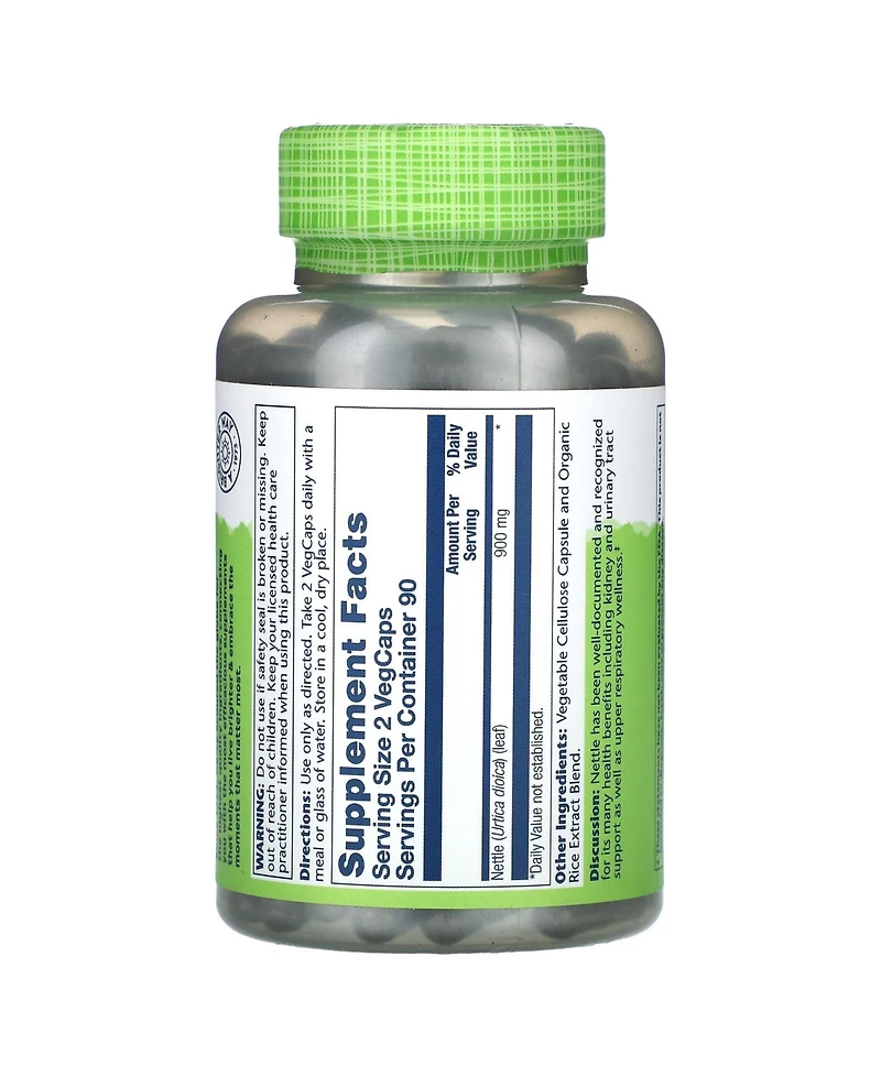 Solaray True Herbs Nettle - 180 VegCaps (450 mg per Capsule)