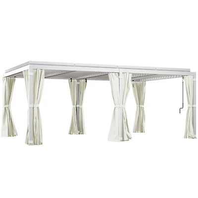 Outsunny 12'x19' Aluminum Pergola with Adjustable Louve Roof, Natural