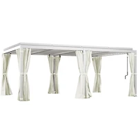 Outsunny 12'x19' Aluminum Pergola with Adjustable Louve Roof, Natural