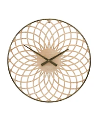Slickblue Round Lattice Wood Wall Clock Stylish Home Decor Accent