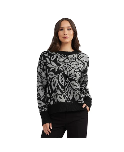 Ellen Tracy Women's Long Sleeve Jacquard Top