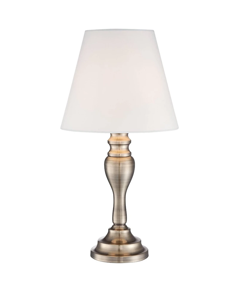 Regency Hill Thom Traditional Desk Lamp 19 1/4" High Brass Candlestick Touch On Off White Bell Shade for Bedroom Living Room Bedside Nightstand O