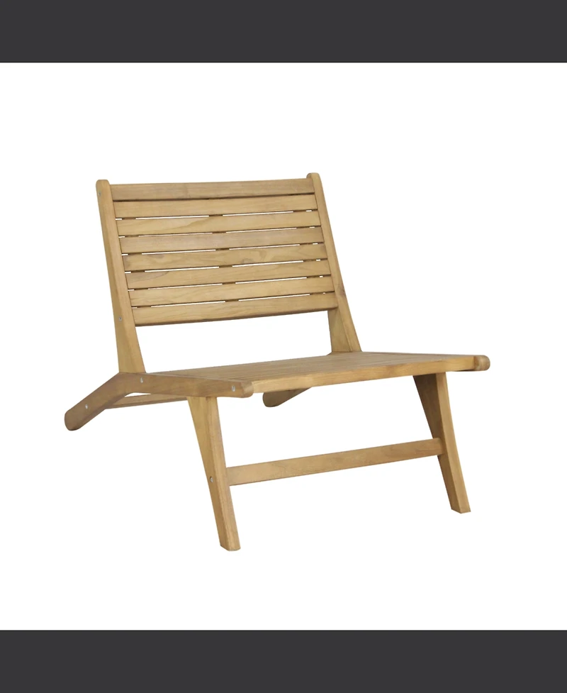 Jonathan Y Leo Mid-Century Modern Wood Armless Outdoor Patio Chair, Natural