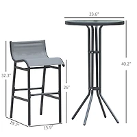 Outsunny 3 Piece Bar Height Outdoor Bistro Set for 2
