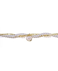 14K Gold Plated Double Layer Pearl Shell Charm Anklet