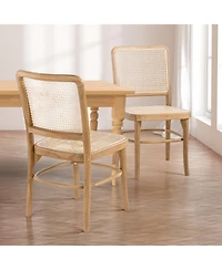 Jonathan Y Colmar Mid-Century Vintage Wood Rattan Dining Chair, Natural (Set of 2)