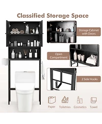 Costway Over The Toilet Storage Cabinet Free Standing Rack with Adjustable Shelf