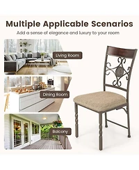 Set of 2 Dining Room Chairs Armless Kitchen with Seat Cushion