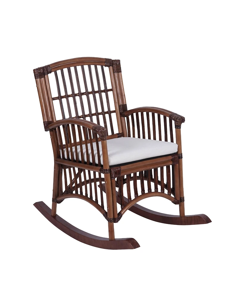 Jonathan Y Swayze Bohemian Farmhouse Woven Rattan/Wood Rocking Chair