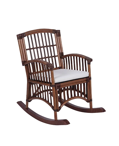Jonathan Y Swayze Bohemian Farmhouse Woven Rattan/Wood Rocking Chair