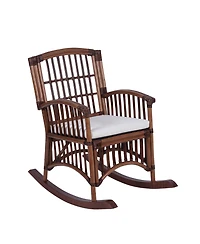 Jonathan Y Swayze Bohemian Farmhouse Woven Rattan/Wood Rocking Chair