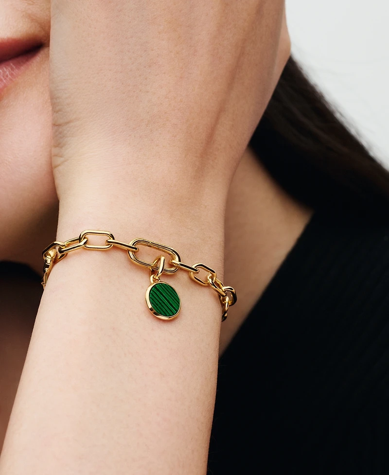Pandora 14K Gold-Plated Green Engravable Mini Medallion Charm