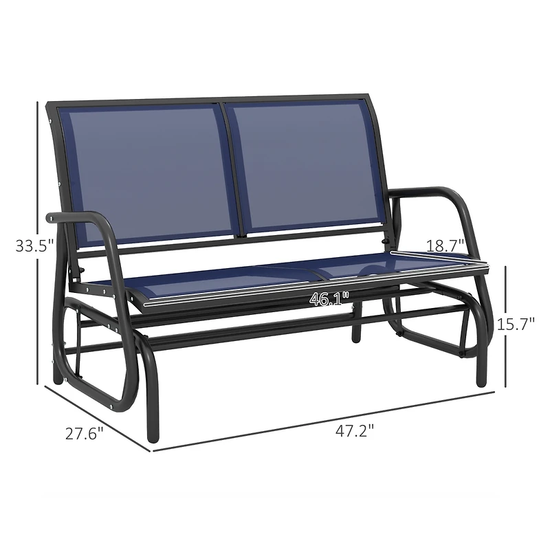 Outsunny 2-Person Patio Glider Bench Rocking Chair Loveseat w/ Armrest