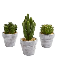 Slickblue Realistic Cactus Artificial Plant for Stylish Home Decor (Set of 3)