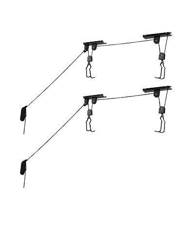 Rad Cycle Bike Hoists - Overhead Pulley System with 100 lb Capacity for Bicycles or Ladders - Secure Garage Ceiling Storage by (Set of 2)