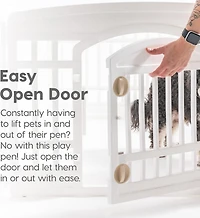 Iris Usa 35" Exercise 10-Panel Pet Playpen with Door. Small, Medium, and Large Dogs, Keep Pets Secure, Easy Assembly & Storying, Customizable, Black