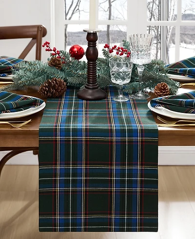 Elrene Stowe Tartan Holiday Plaid Table Runner, 90"x 13"