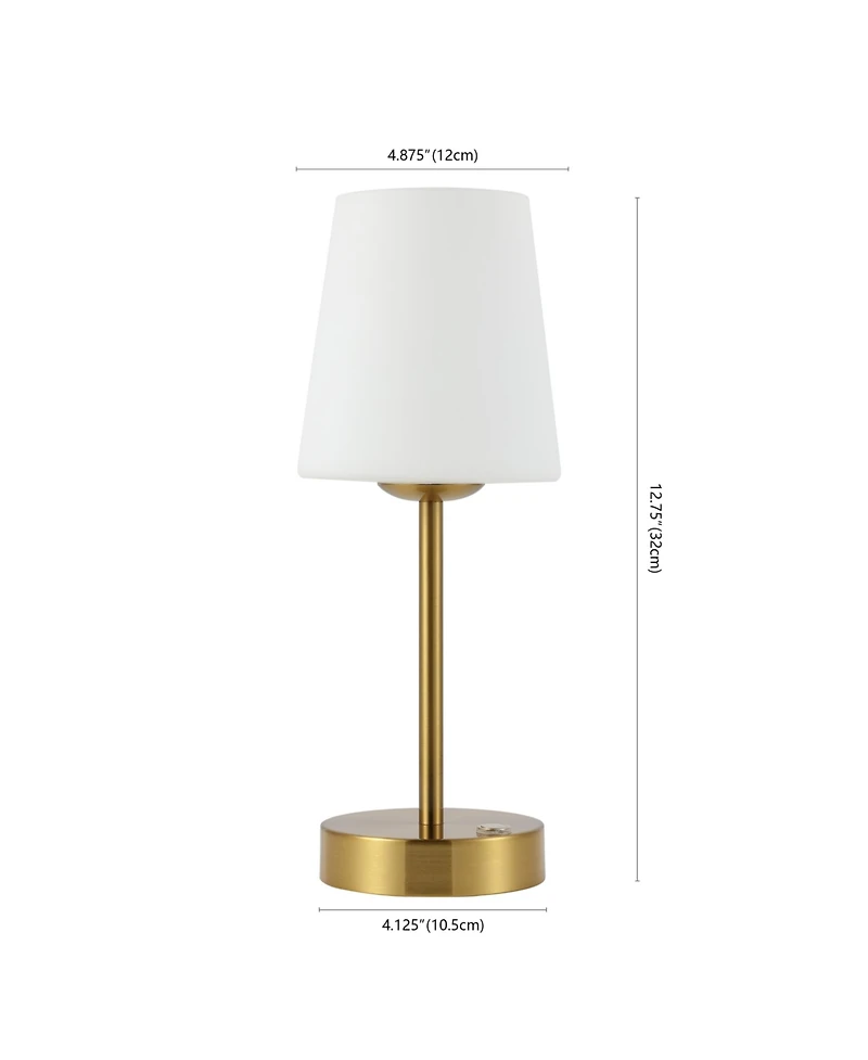 Jonathan Y Carson 12.75" Bohemian Farmhouse Iron Rechargeable Integrated Portable Led Table Lamp, Oil Rubbed Bronze/White