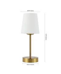 Jonathan Y Carson 12.75" Bohemian Farmhouse Iron Rechargeable Integrated Portable Led Table Lamp, Oil Rubbed Bronze/White