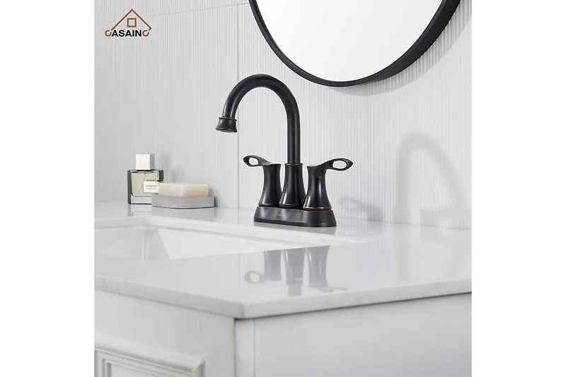 Casainc 4 Inch 2-Handle Centerset Bathroom Sink Faucet