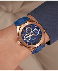 Guess Men's Multi-Function Blue Silicone Watch 46mm