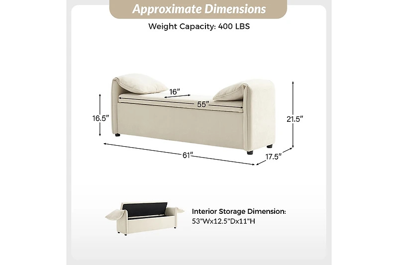Hulala Home Mid-century Modern Lydia Storage Bench with Solid Wood Legs