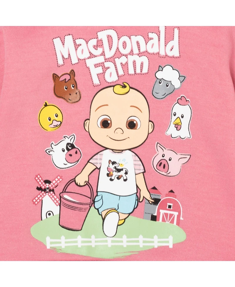 CoComelon Baby Girls Jj Fleece Pullover Hoodie and Pants Outfit Set to