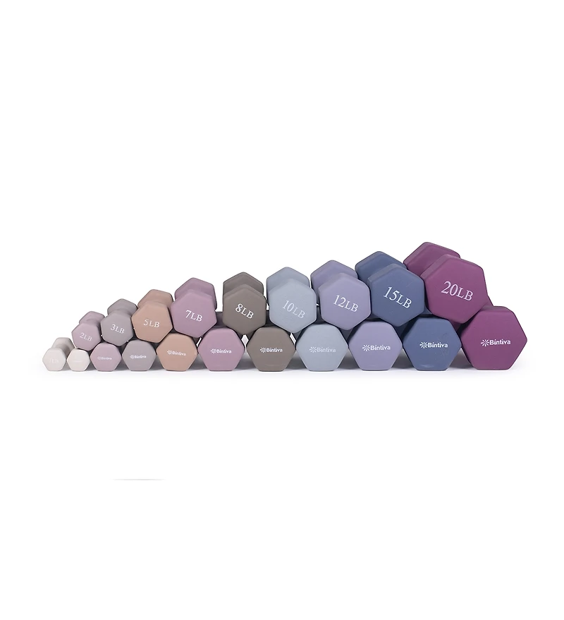 Bintiva Neoprene Dumbbells - Earth Tones - Full Set