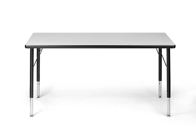 Bintiva Activity Table 24" x 48" Gray Edge - Gray Legs Adjusts 21" - 30" - Black edge