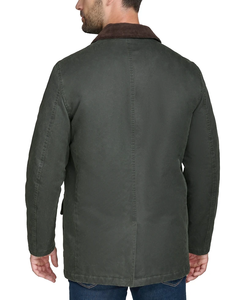 Cole Haan Men's Corduroy-Shirt-Collar Waxed Rain Jacket