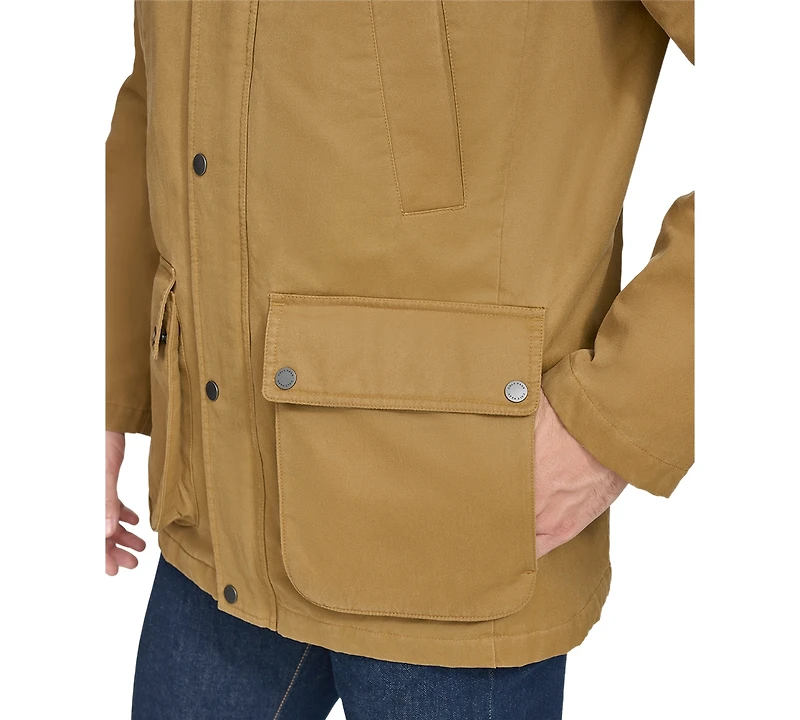 Cole Haan Men's Corduroy-Shirt-Collar Waxed Rain Jacket