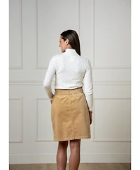 Hope & Henry Women's Organic Corduroy Belted Cinch Waist Skirt